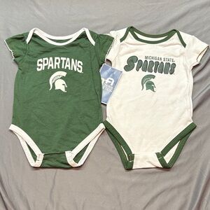 NWT Team Athletics Michigan State Spartans Infant 2-Pack Bodysuits 12M